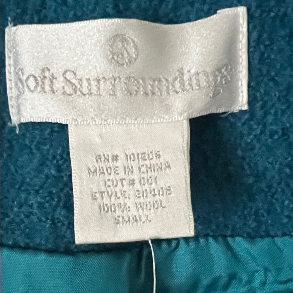 NWT Soft Surroundings Plaza Boiled Wool Coat Jacket Teal In Size S - Picture 4 of 16
